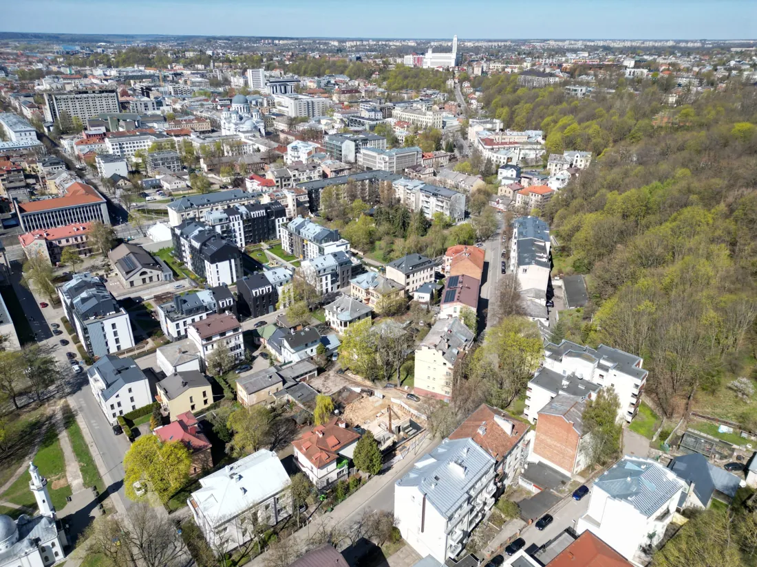 Trakų gatvės kvartalas ir Ąžuolynas iš viršaus