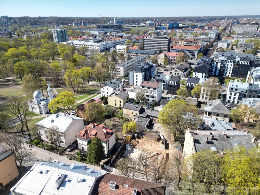 Kauno centro gatvės ir sklypas iš paukščio skrydžio