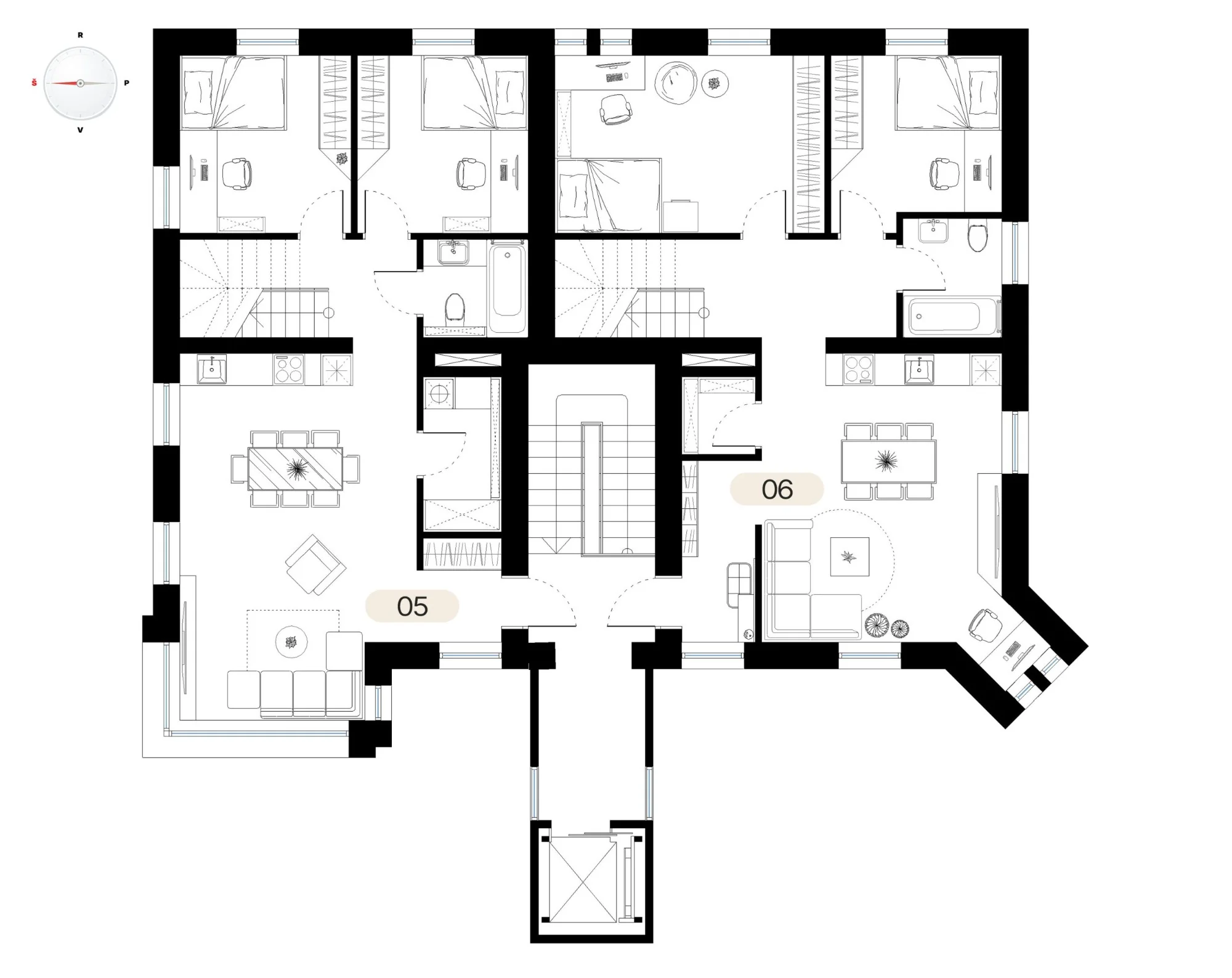 3 aukštas + mansarda – butų planas